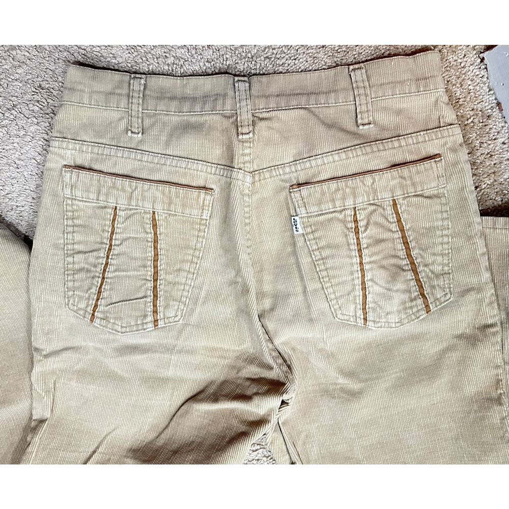 Levis Mens 32x32 Tan 70s Flare White Tab 1521 Vintage Corduroy Talon Zipper Pant